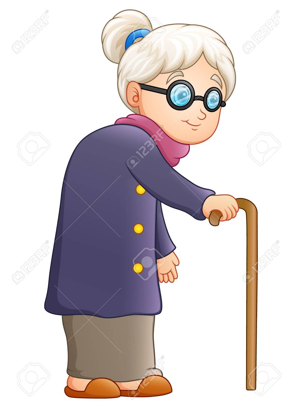 Ilustración De Vector De Anciana Con Un Bastón Ilustraciones ...