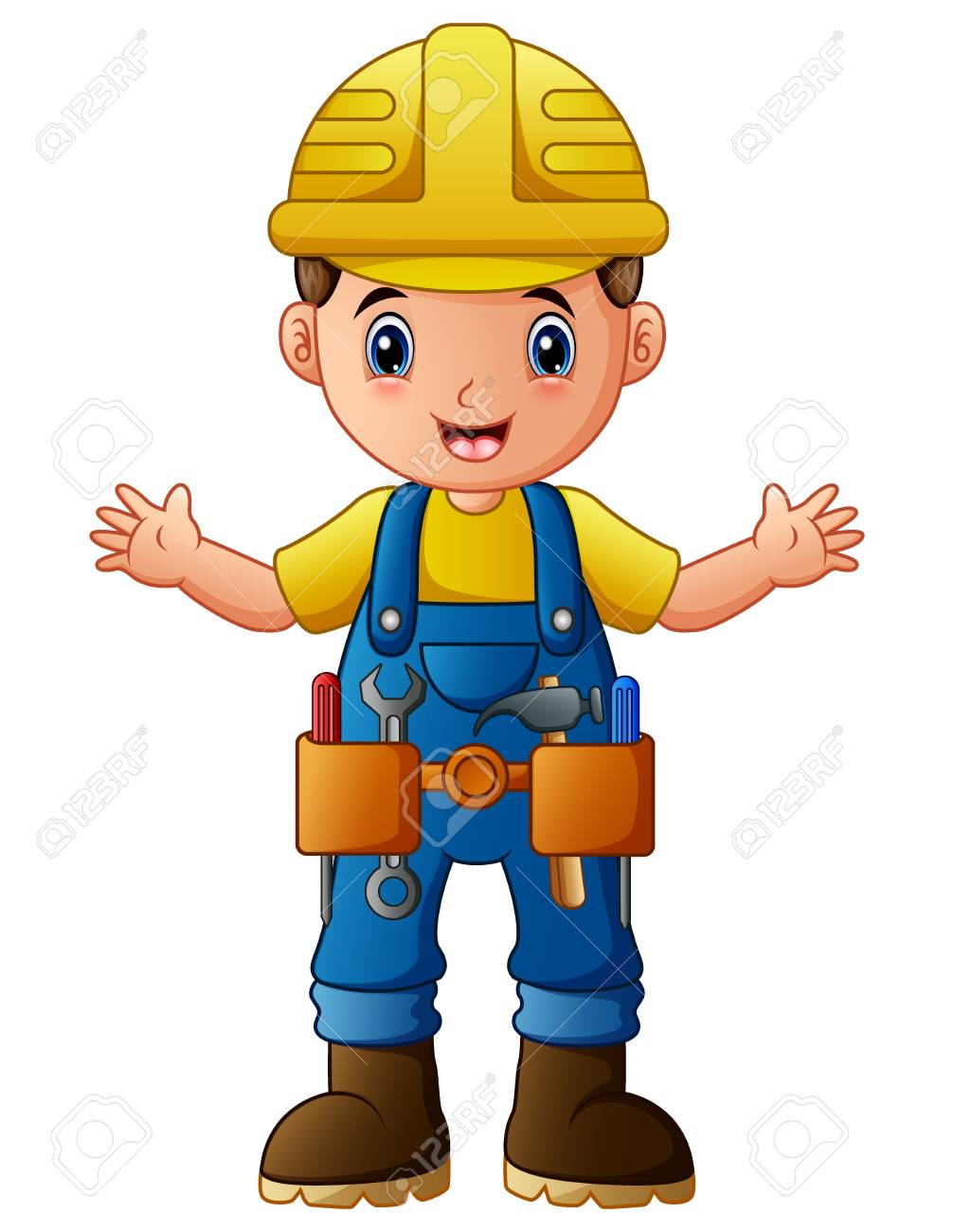 cartoon construction worker worker stock