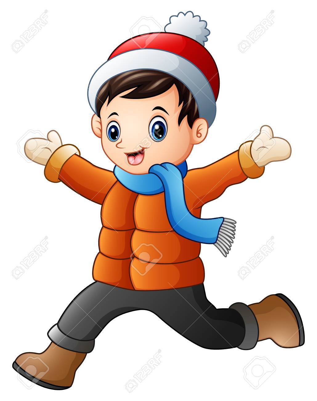cartoon boy wearing winter