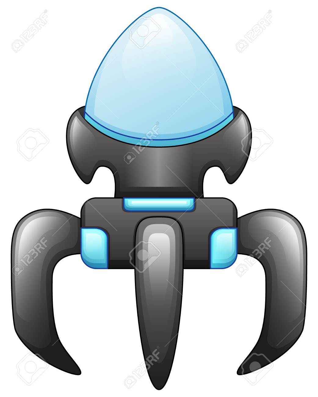 白い背景に黒い宇宙船のベクトル図 のイラスト素材 ベクタ Image