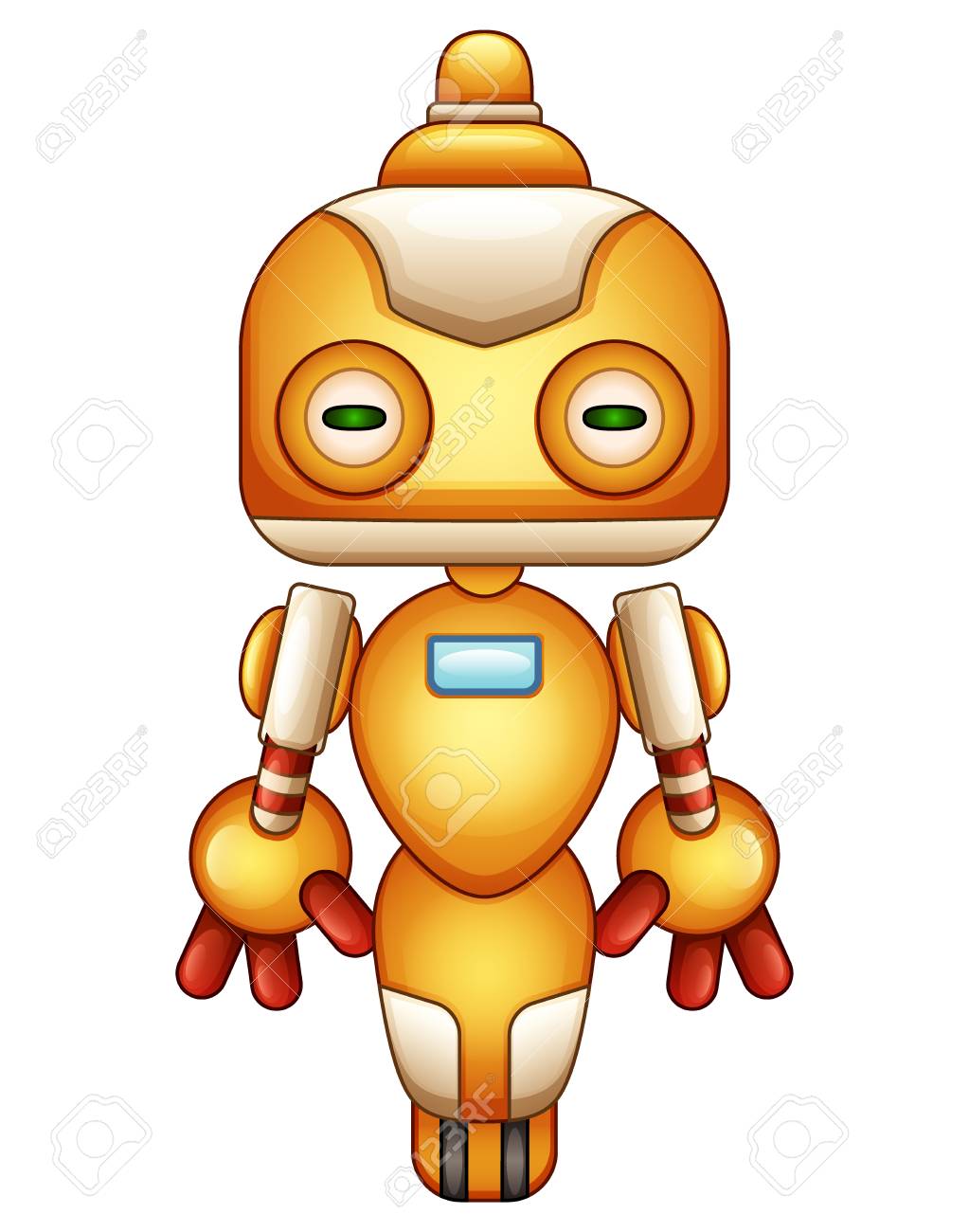 白い背景に孤立したかわいい漫画ロボットのベクトルイラストのイラスト素材 ベクタ Image