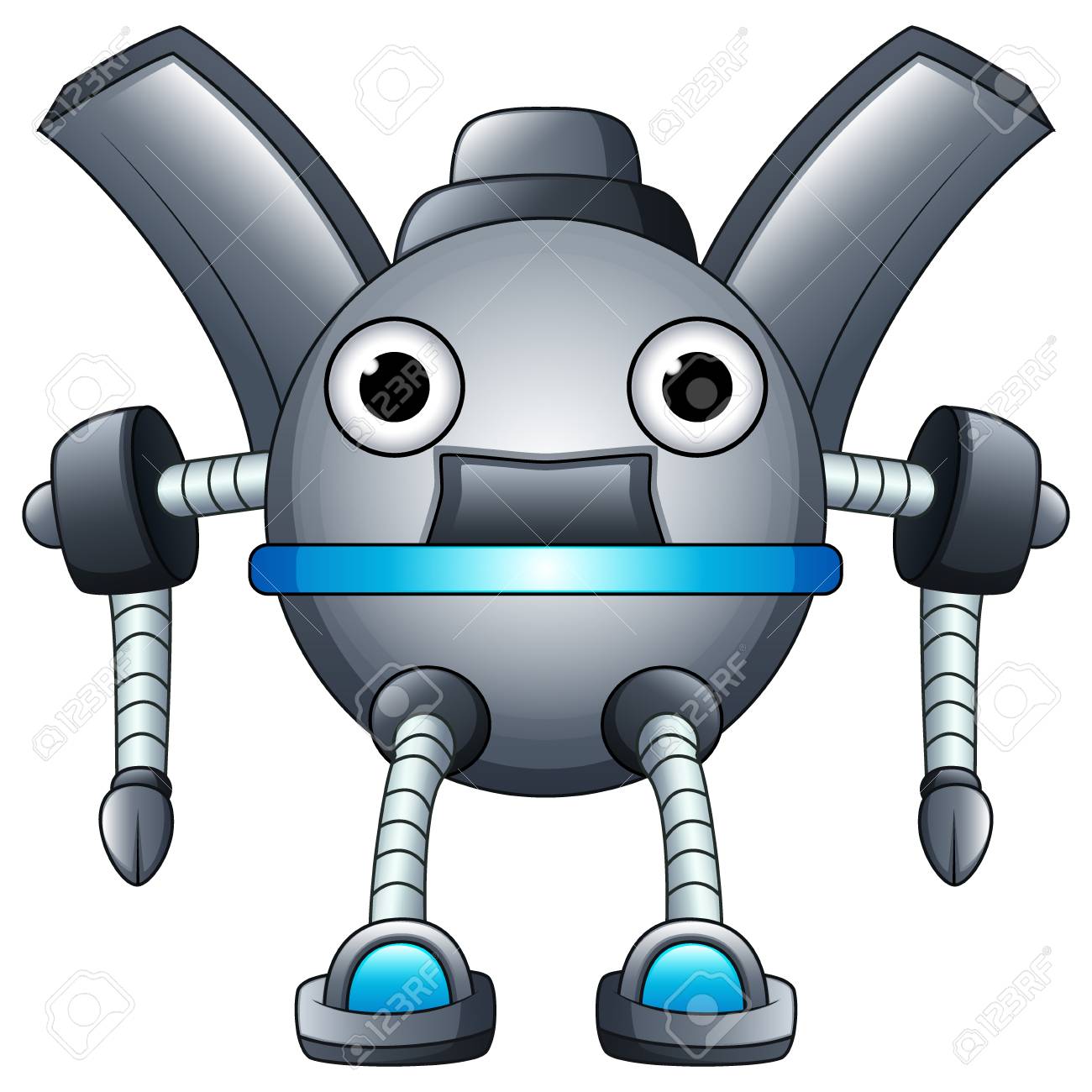 白い背景に分離された漫画ロボットキャラクターのベクトルイラストのイラスト素材 ベクタ Image 白い背景に分離された漫画ロボットキャラクターのベクトルイラストのイラスト素材 ベクタ Image