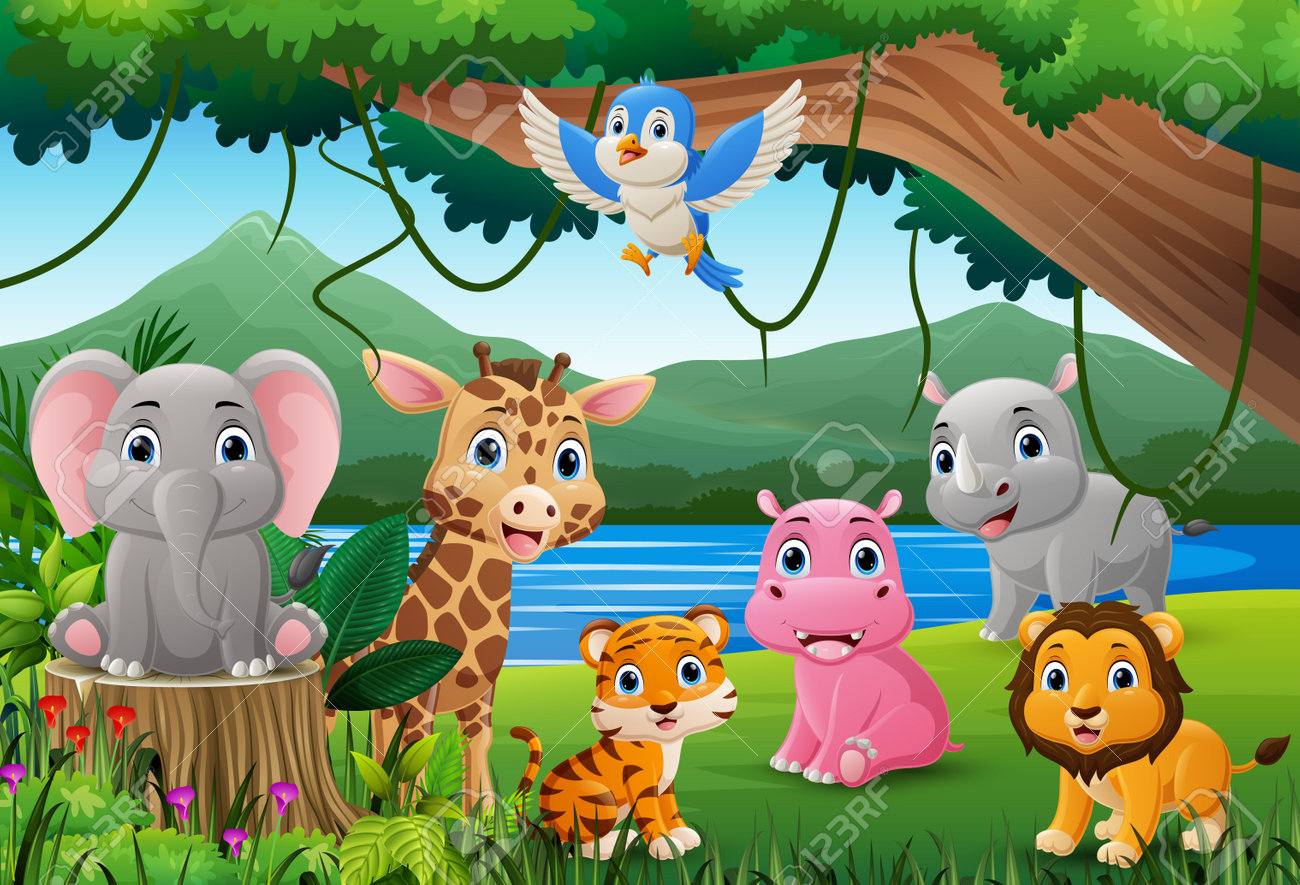 Cartoon Wild Animals In The Jungle Royalty Free SVG, Cliparts, Vectors, and  Stock Illustration. Image 200894484., image size:1300x885
