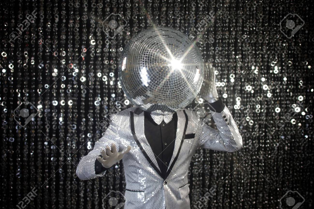 Mr Discoball. A Super Cool Disco Club Character Against Sparkling Background Stock Photo, Picture And Royalty Free Image. Image 48886376.