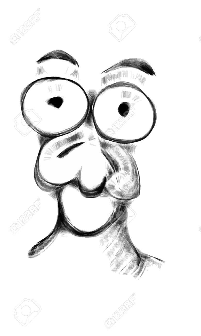大きな目で面白い落書きキャラクター顔 のイラスト素材 ベクタ Image