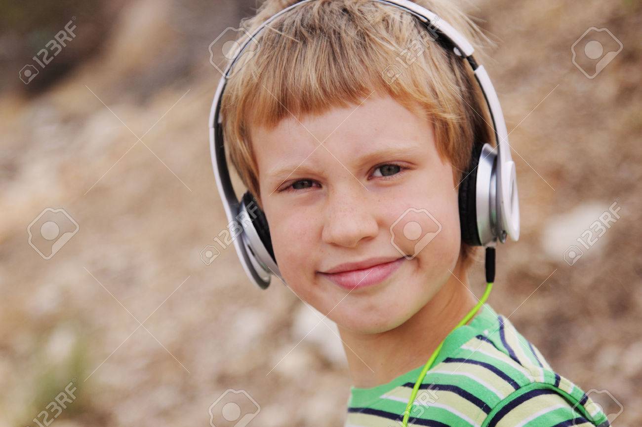Portrait Of Cute Autistic Boy With Headphones Stock Photo Picture And Royalty Free Image Image 40456885