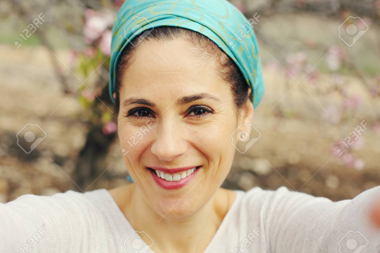 Old Woman Making Selfie Stock Photo photo