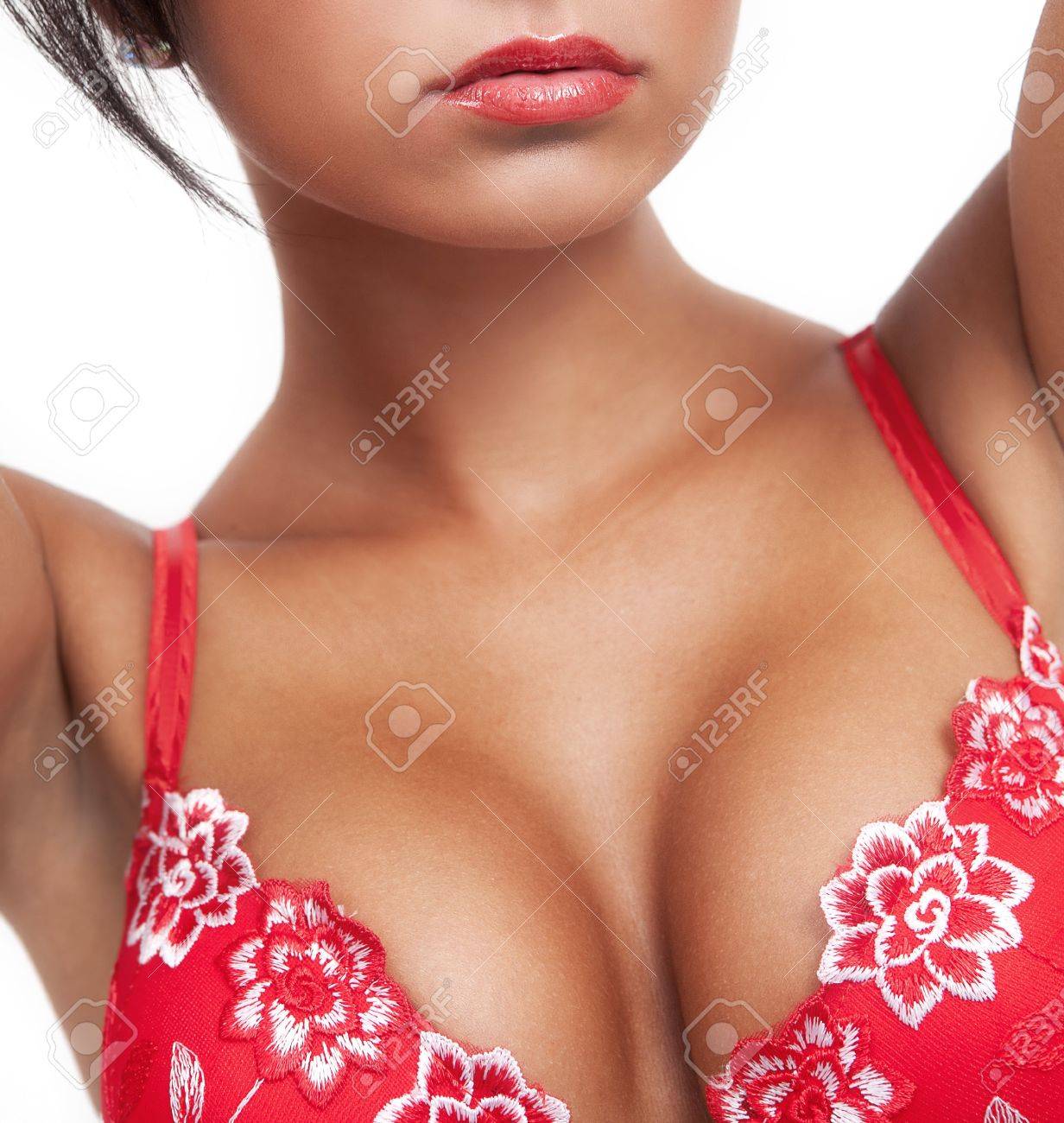 Mujer Con Senos Calientes Sexy En Lencería De Color Rojo Fotos, retratos,  imágenes y fotografía de archivo libres de derecho. Image 12619588