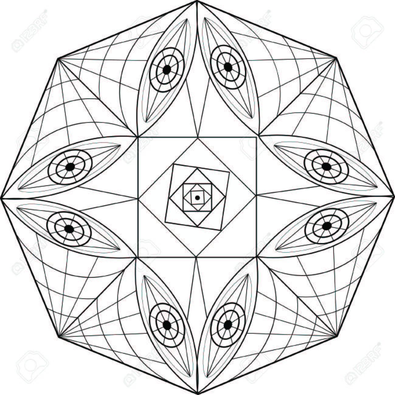 マンダラ視覚効果とパターンの幾何学的設計 のイラスト素材 ベクタ Image 55383147