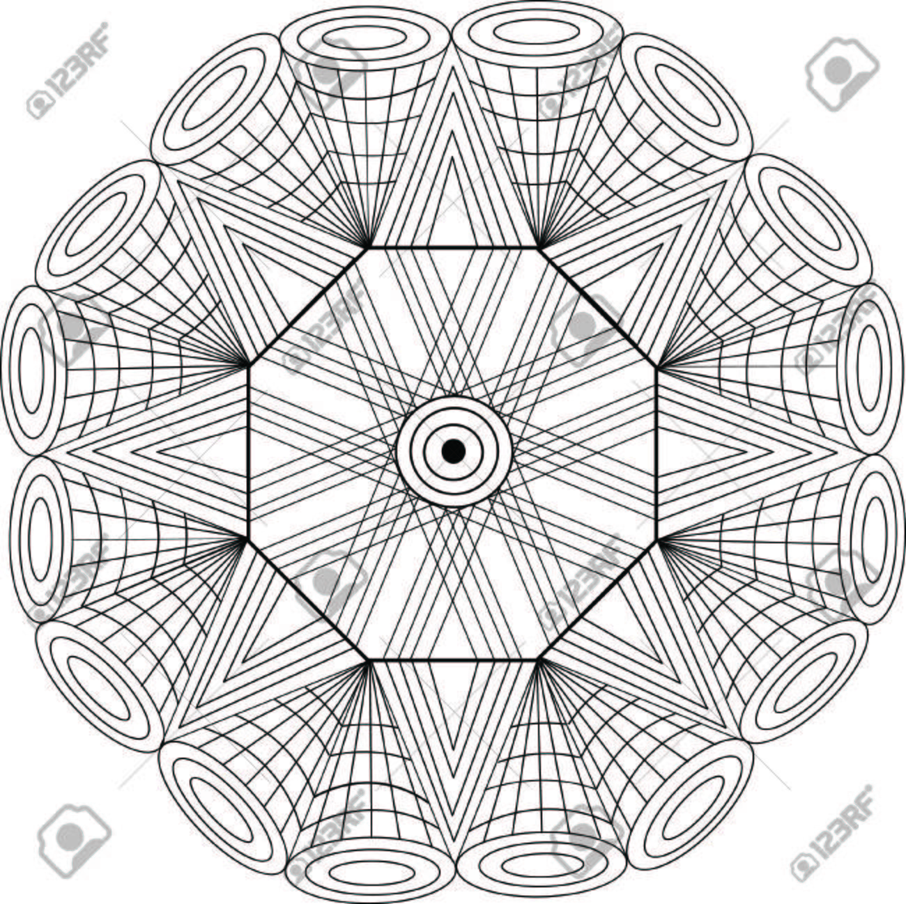 ぬりえマンダラ幾何学的デザイン アート のイラスト素材 ベクタ Image