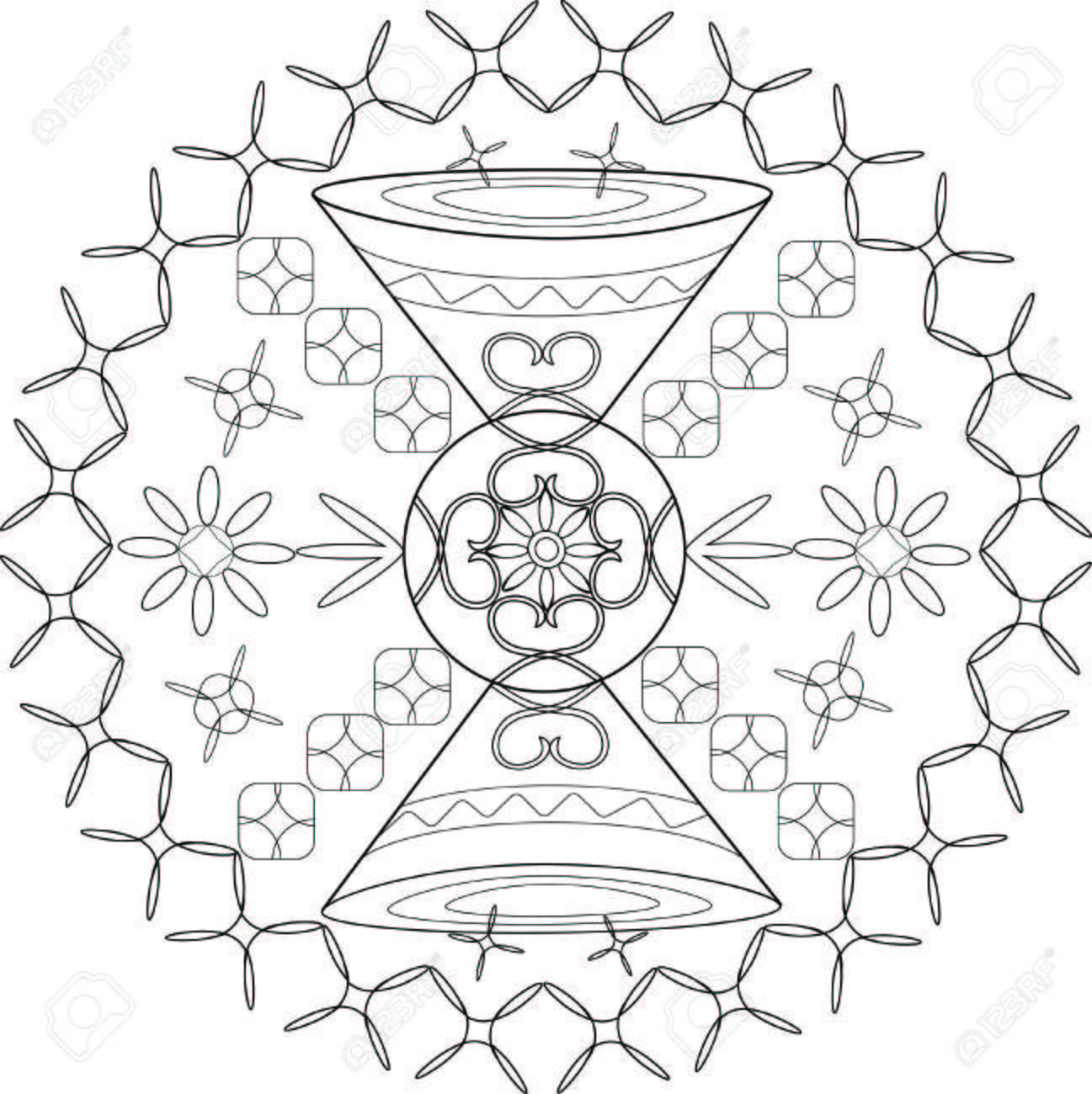 水の源 花や幾何学模様を塗り絵の創造的な魔法のイラスト のイラスト素材 ベクタ Image