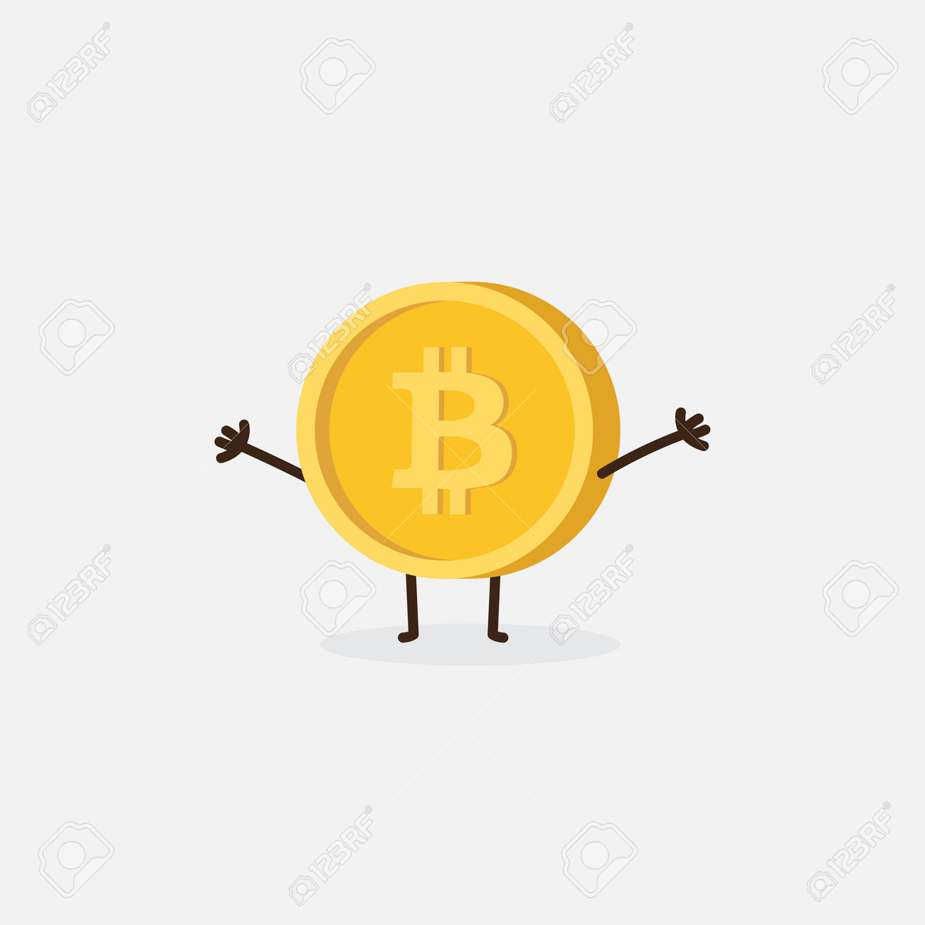 腕と脚を持つビットコインキャラクター。暗号通貨の記号。ベクターイラスト。のイラスト素材・ベクター Image 203730497