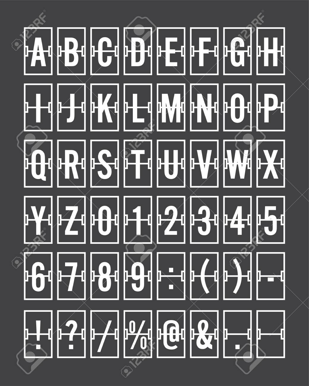 Flughafen Mechanische Flip Board Panel Schriftart Vektor Illustration Weiss Lizenzfrei Nutzbare Vektorgrafiken Clip Arts Illustrationen Image