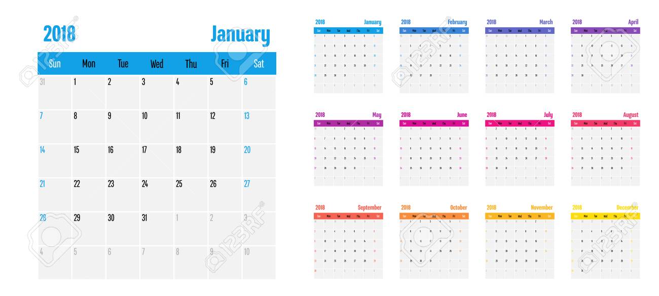 2018 calendar planner memo design template vector illustration