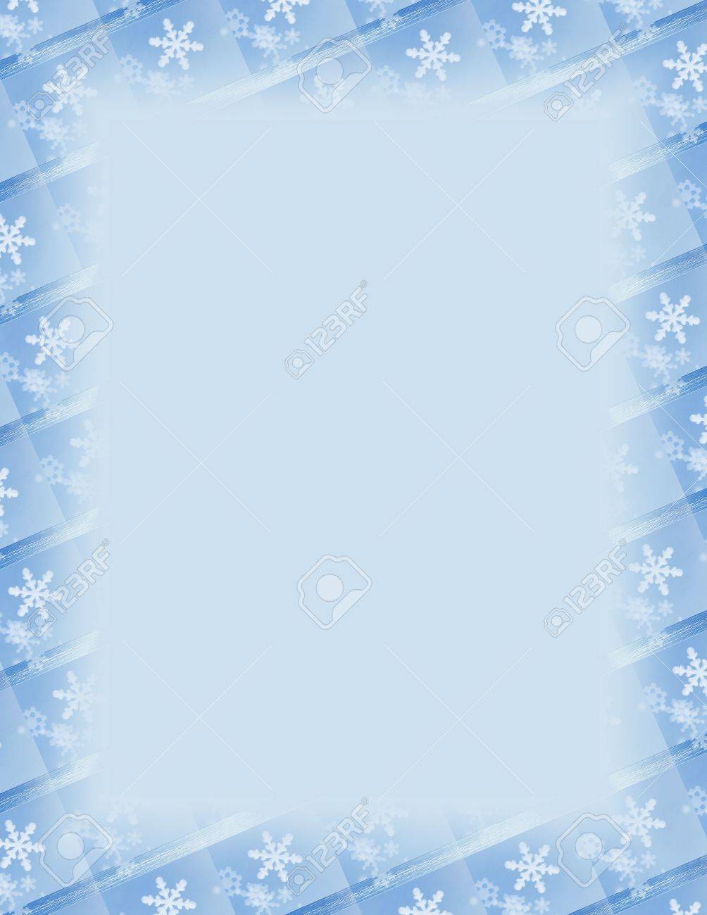 blue and white border over blue snowflake theme stock photo