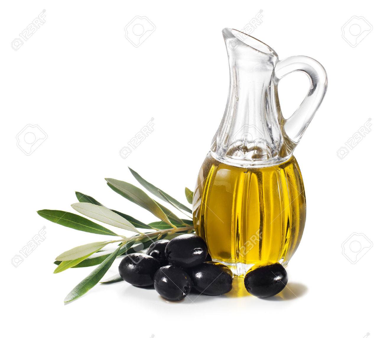 Olive oil and olive branch isolated on white. - 44188177 Olive oil and olive branch isolated on white. - 44188177