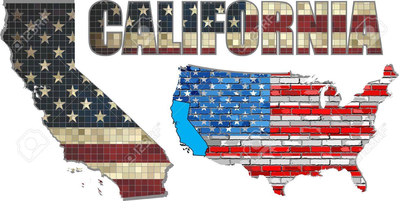 USA State Of California On A Brick Wall USA State Of California On A Brick Wall