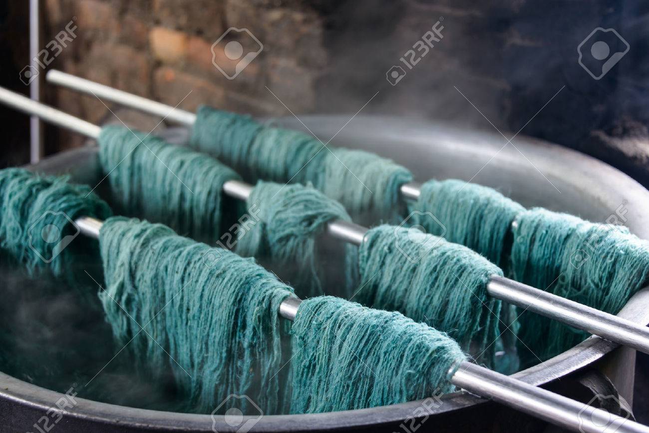 Natural wool dyeing in a carpet factory, Nepal - 58928165 Natural wool dyeing in a carpet factory, Nepal - 58928165