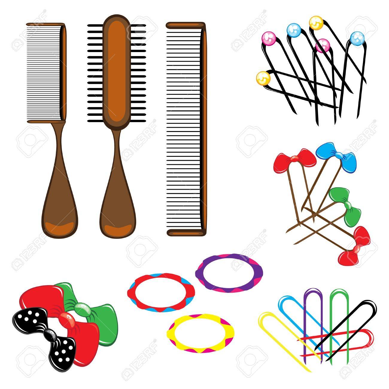 Three Types Of Combs And A Variety Of Beautiful Hair Accessories