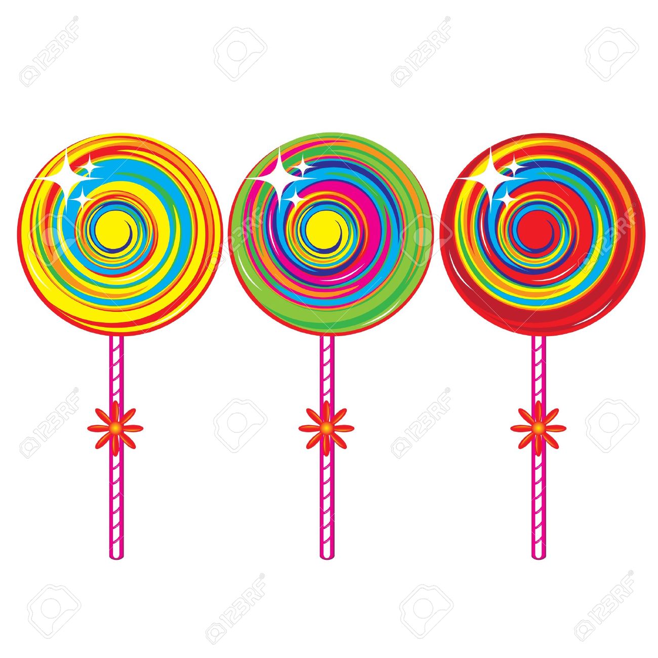 set of colorful lollipops