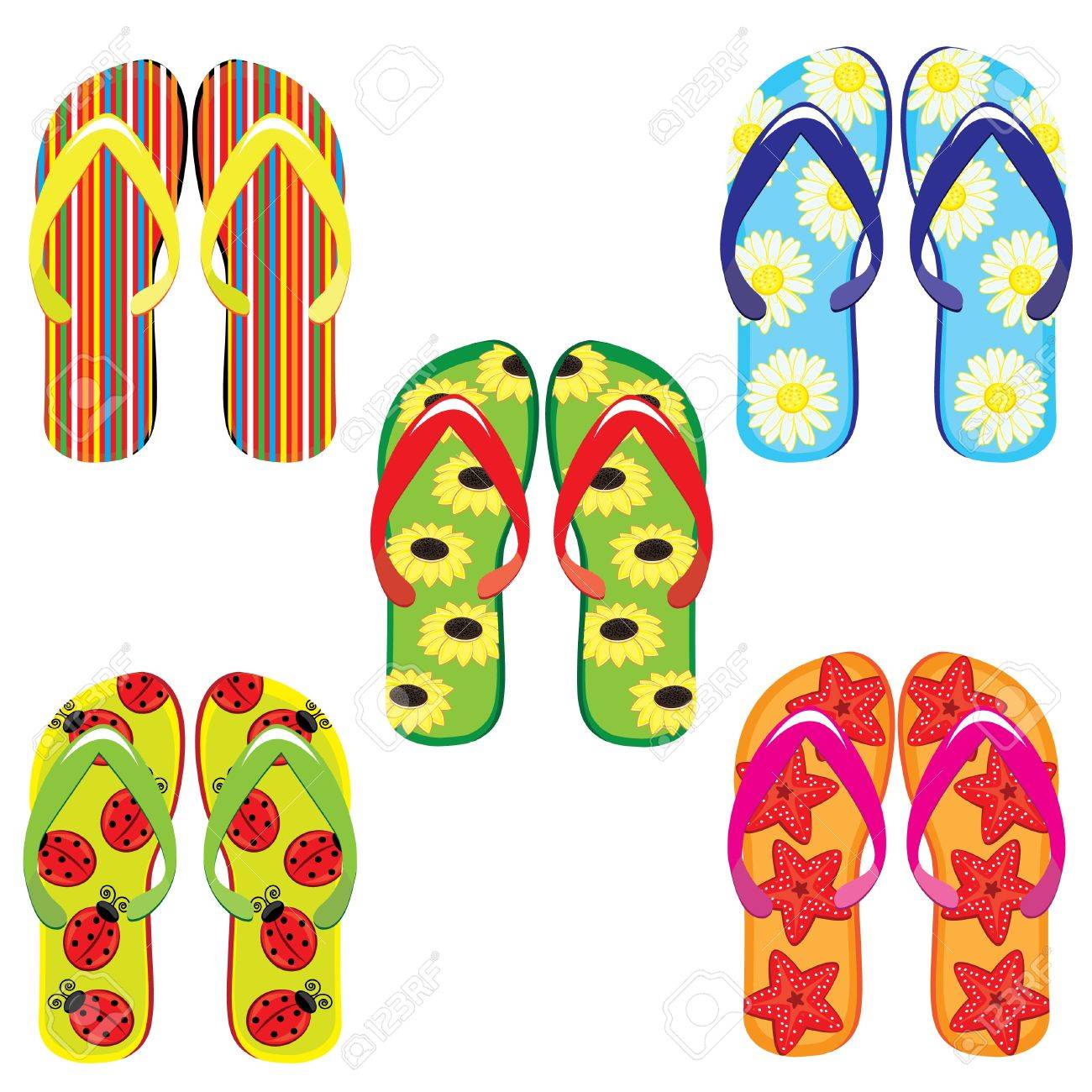colored flip flops