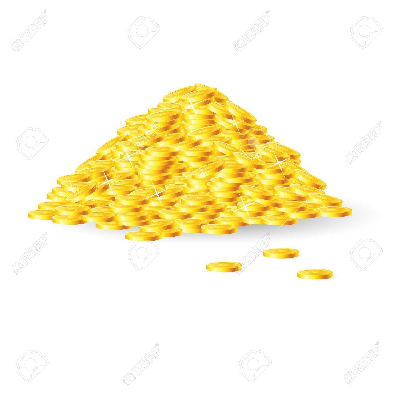 ゴールド コインの山。白い背景で隔離のイラスト素材・ベクター Image 15378598