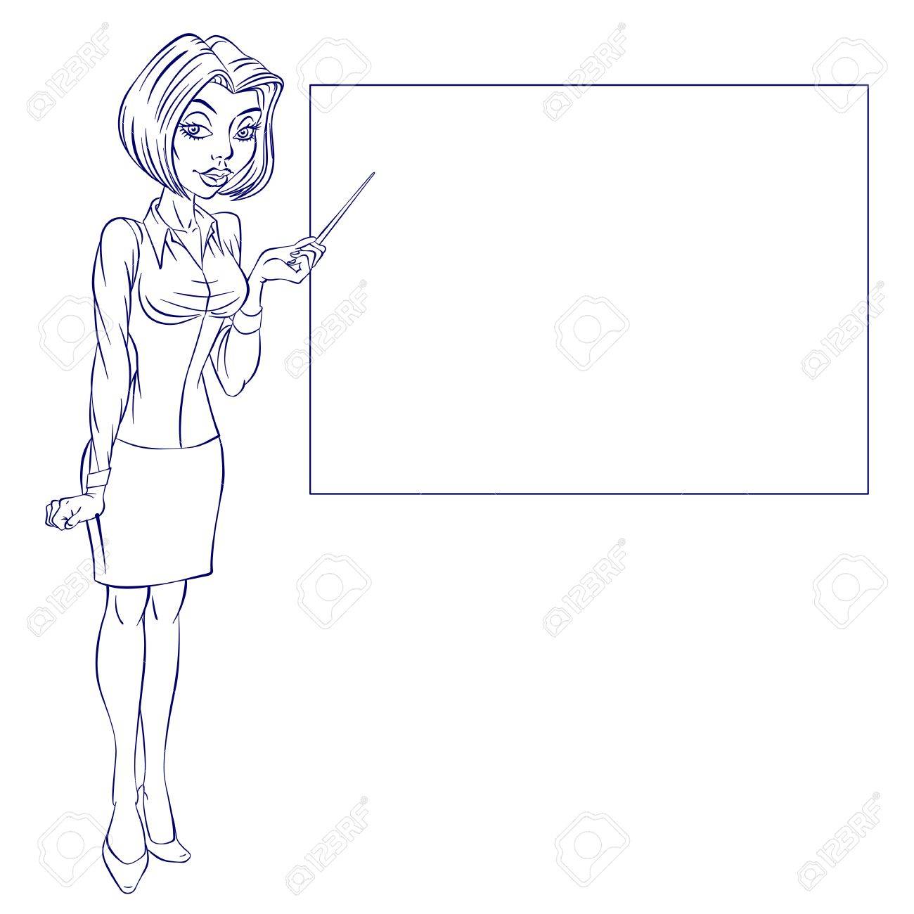 Cartoon of a cute business woman pointing to rising business trends - 16954628 Cartoon of a cute business woman pointing to rising business trends - 16954628