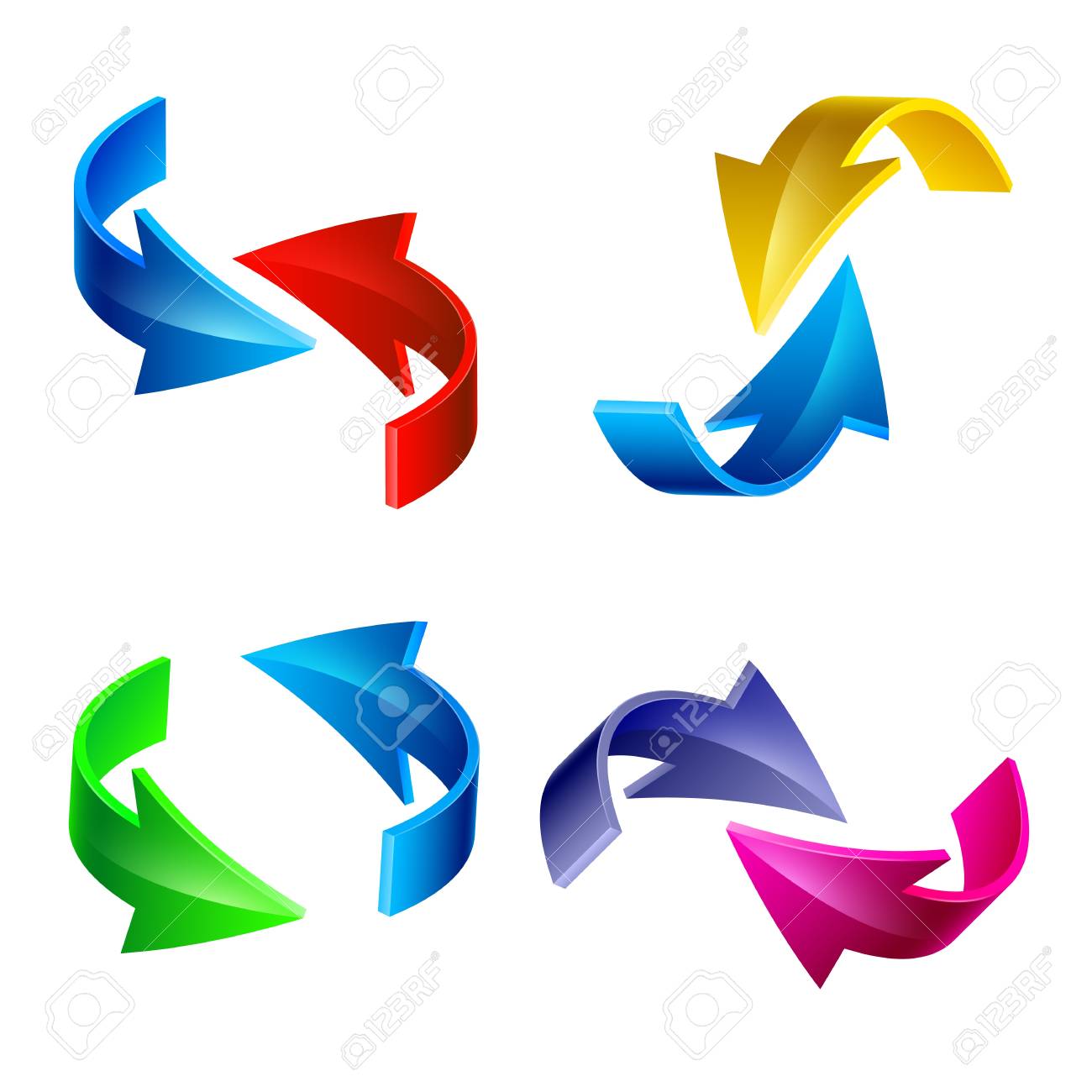 set of different coloured arrow circles isolated on the white arrow circles