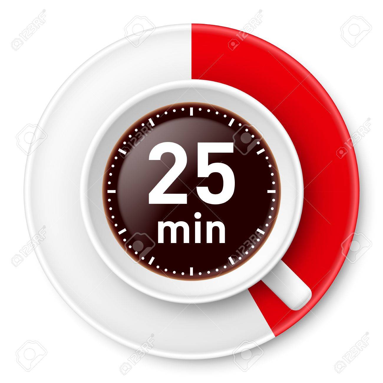 cup of coffee with time limit for break twenty five minutes five minute break