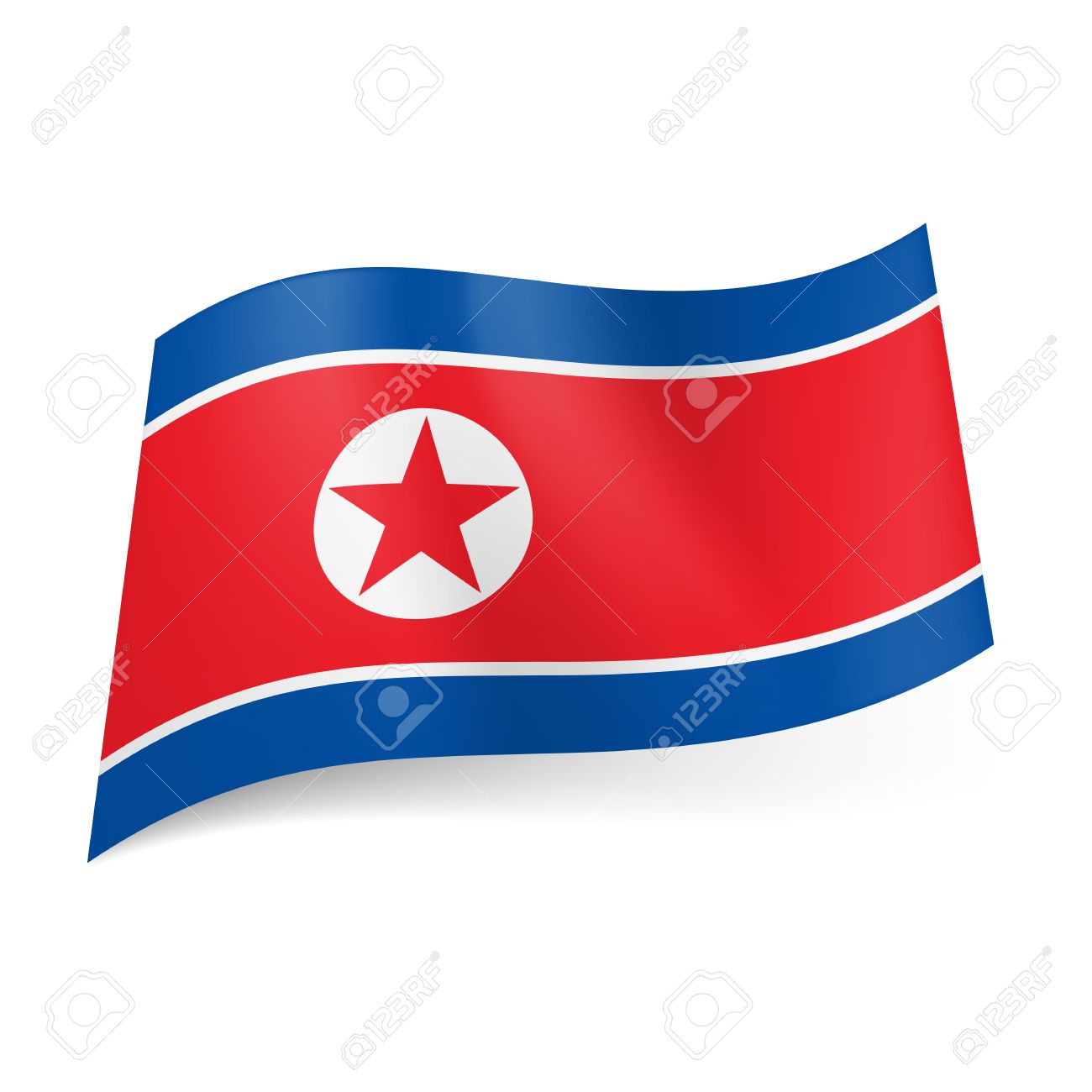 vi indbildskhed Opera National Flag Of North Korea: Red Star In White Circle On Red Field Between  Blue Horizontal Stripes. Royalty Free SVG, Cliparts, Vectors, And Stock  Illustration. Image 23684532.