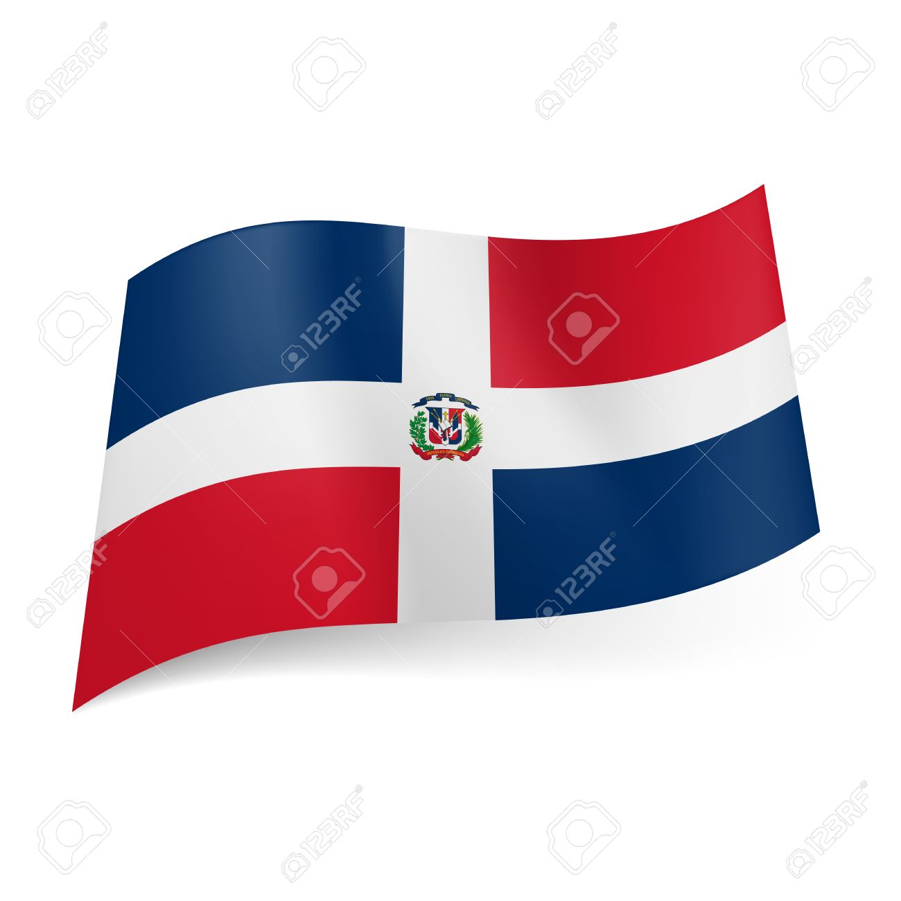 Bandera con una cruz blanca y fondo azul