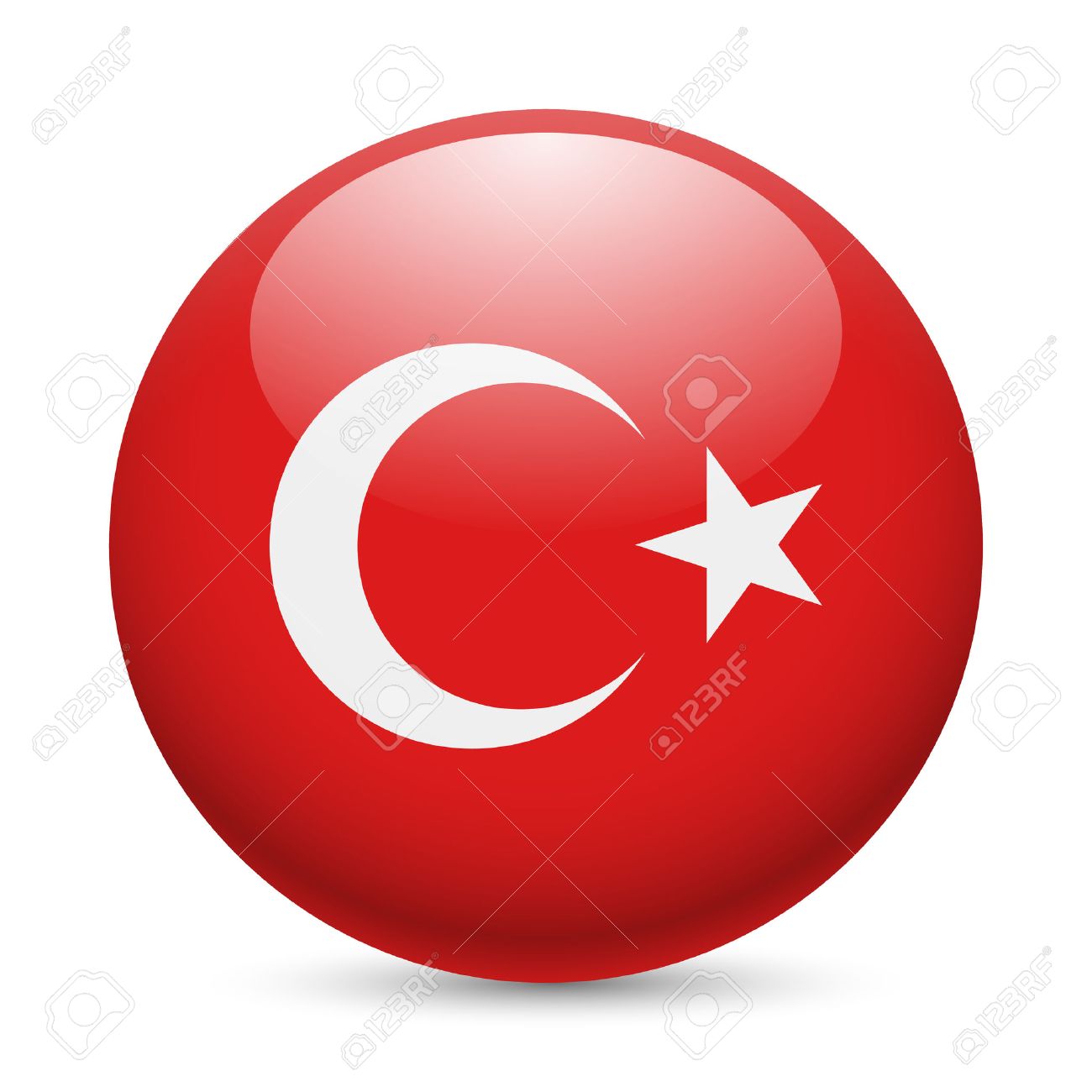 flag of turkey as round glossy icon button with turkish flag