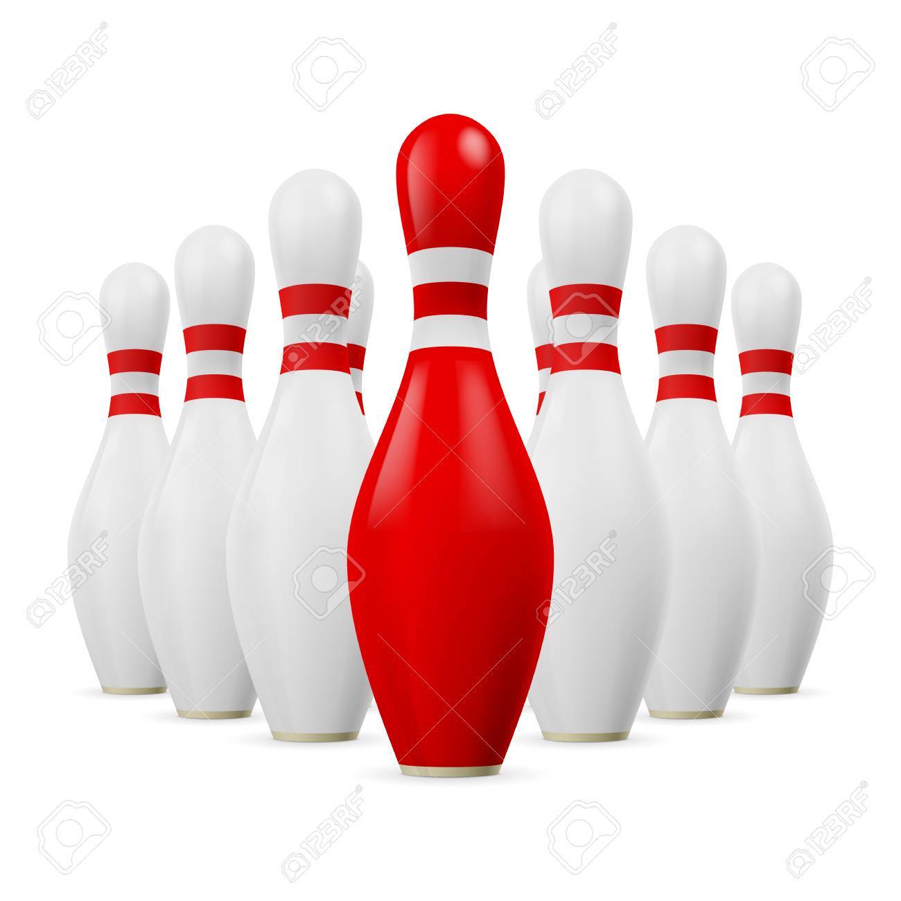 Triángulo De Bolos Blancos. En Primer Bolo Es De Color Rojo. Ilustraciones  Vectoriales, Clip Art Vectorizado Libre De Derechos. Image 29256705.