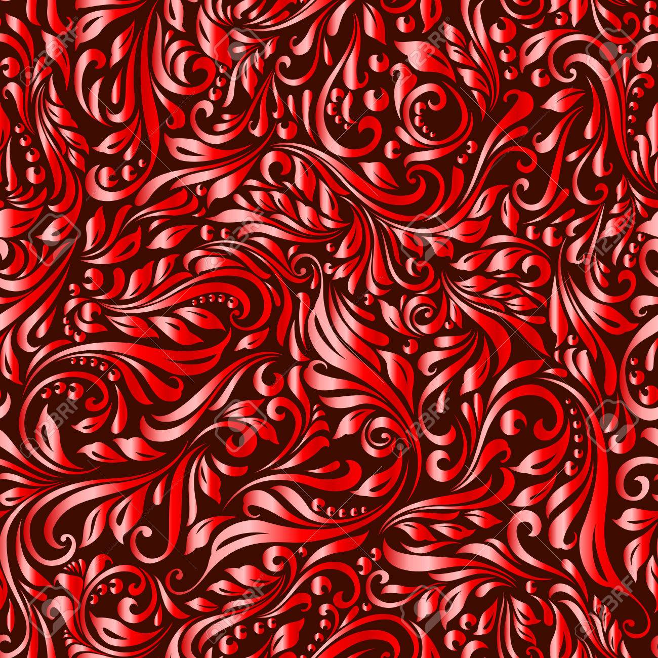 シームレスな抽象的な赤花つるパターンのイラスト のイラスト素材 ベクタ Image