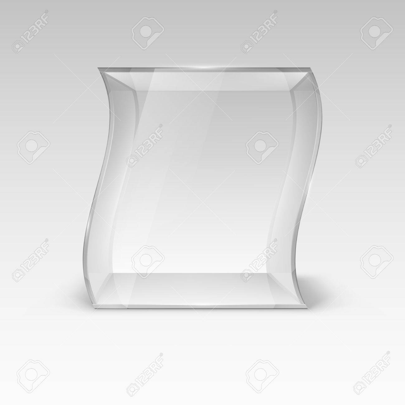 empty glass showcase in wave form for presentation royalty free