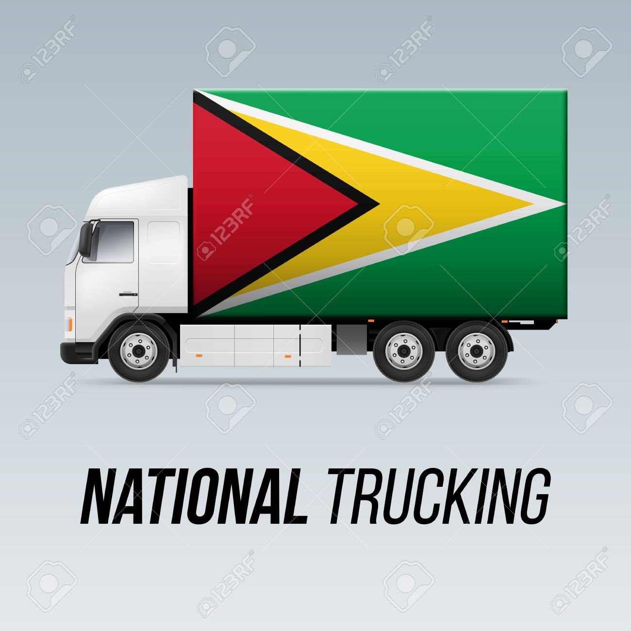 ガイアナ のフラグと全国配送トラックのシンボルトラック アイコンとガイアナの国旗のイラスト素材 ベクタ Image