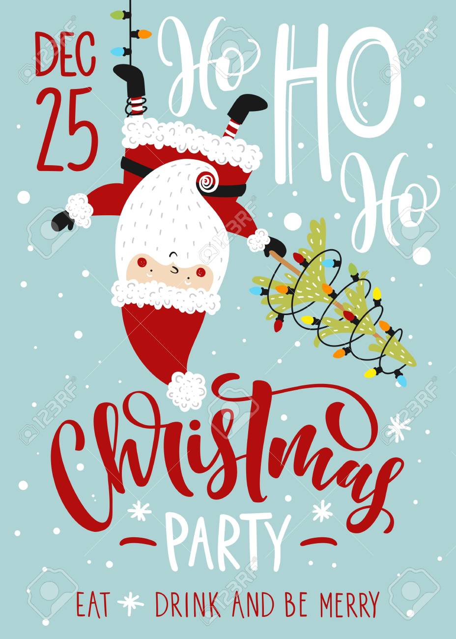 christmas party invitation vector template with calligraphy christmas invitation vector