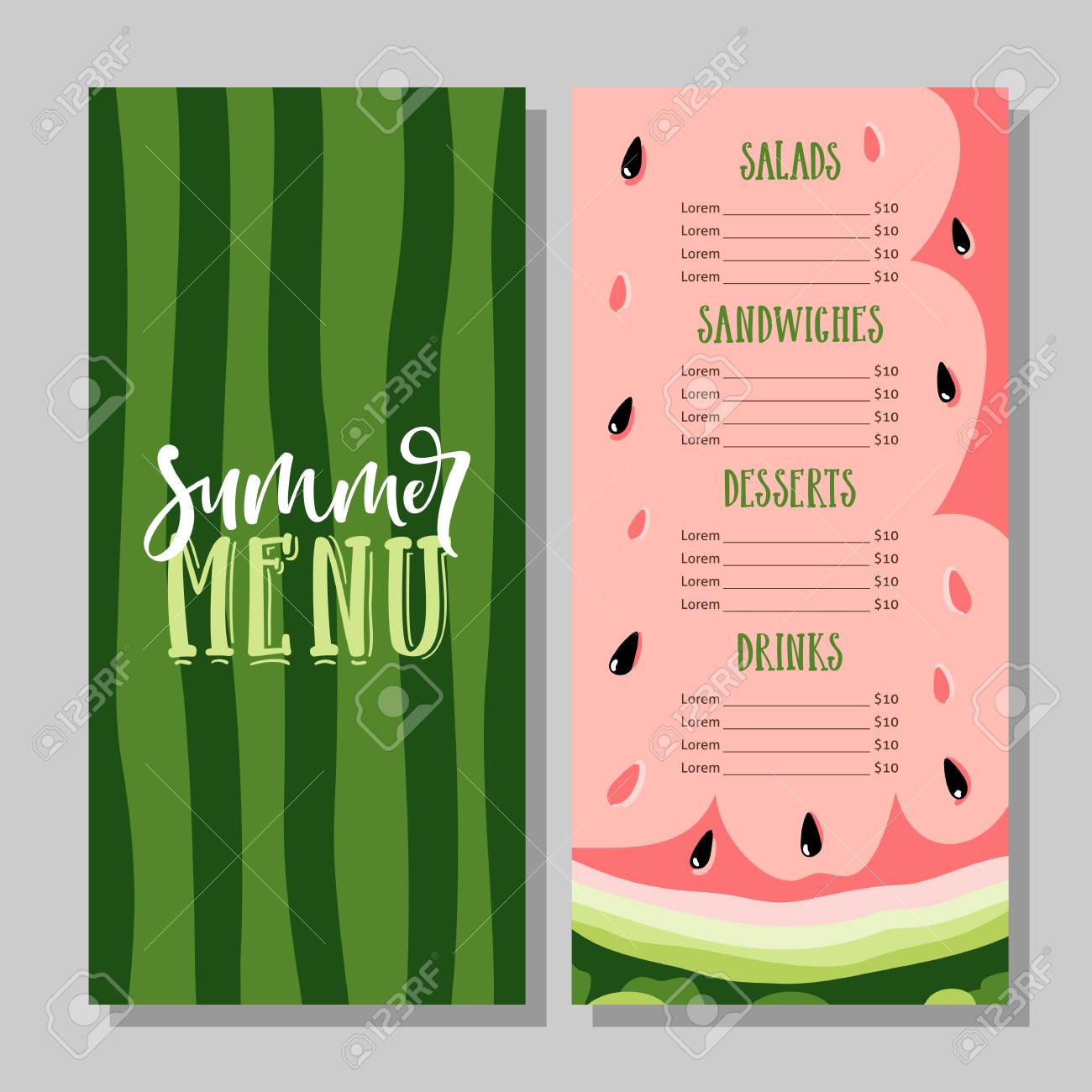 summer flyer menu template with watermelon summer flyer
