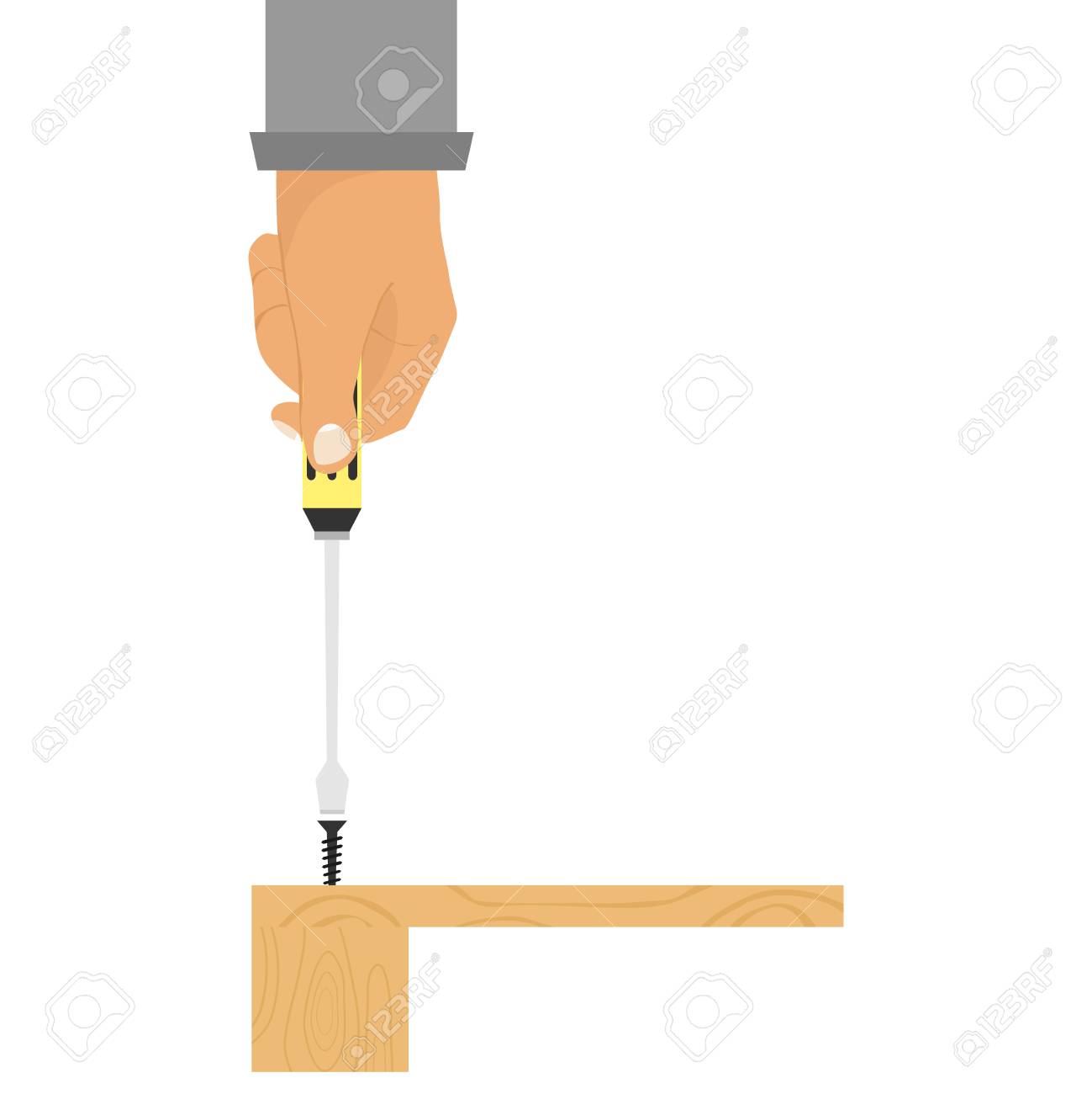 手 手ネジでドライバー フラットなデザイン ベクトル イラスト ベクターします のイラスト素材 ベクタ Image