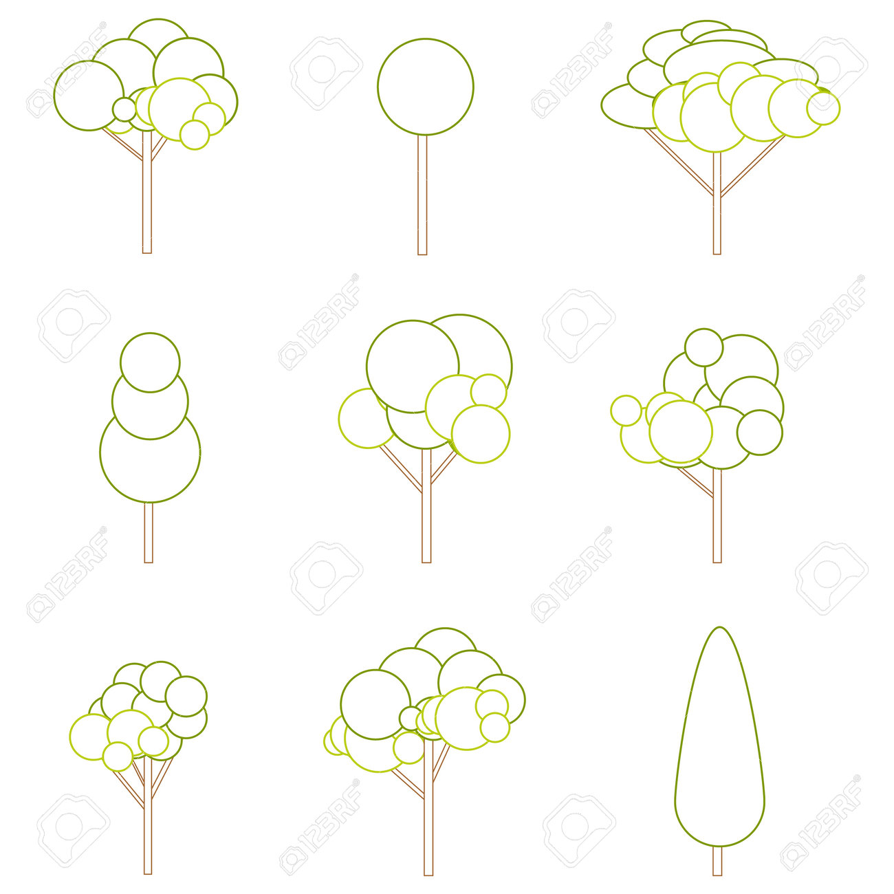 Tree sign, tree silhouettes icons set. Vector illustration. Vector. - 162890909 Tree sign, tree silhouettes icons set. Vector illustration. Vector. - 162890909