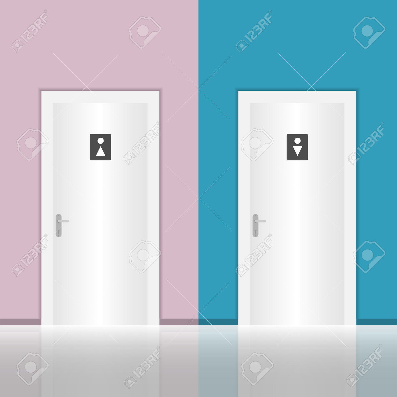 Toilet door, door to men's and women's restrooms against the background of the wall. Vector illustration. Vector. - 162890950 Toilet door, door to men's and women's restrooms against the background of the wall. Vector illustration. Vector. - 162890950