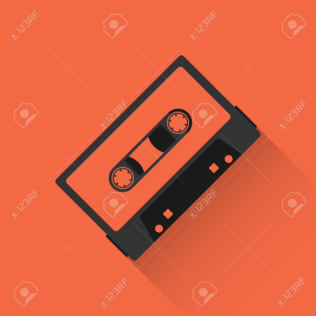 Audio cassette, audio cassette icon on red background with shadow. Vector illustration. Vector. - 162890977 Audio cassette, audio cassette icon on red background with shadow. Vector illustration. Vector. - 162890977