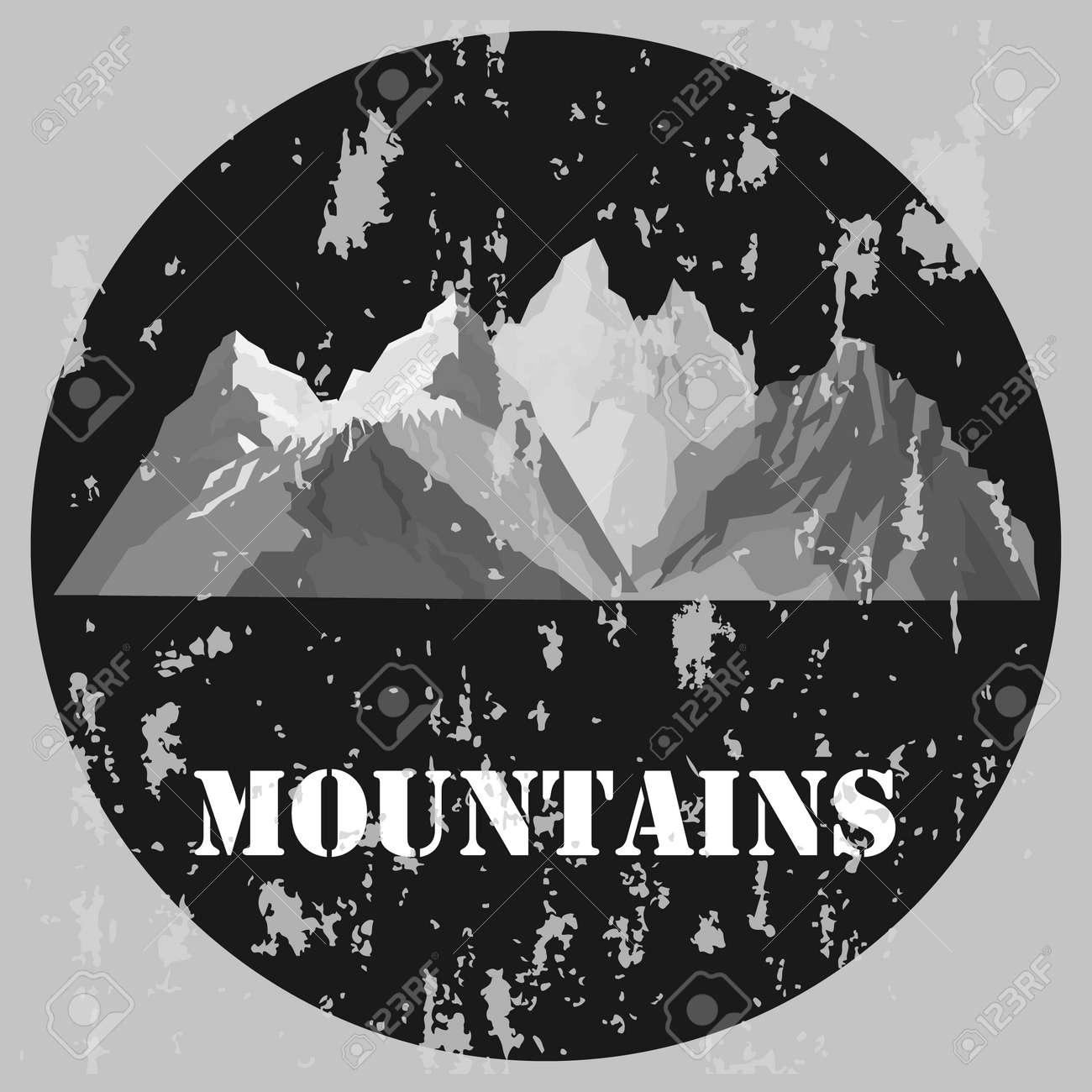 Vintage mountain banner. Banner in gray tones with mountains. Vector illustration. Vector. - 167578747 Vintage mountain banner. Banner in gray tones with mountains. Vector illustration. Vector. - 167578747