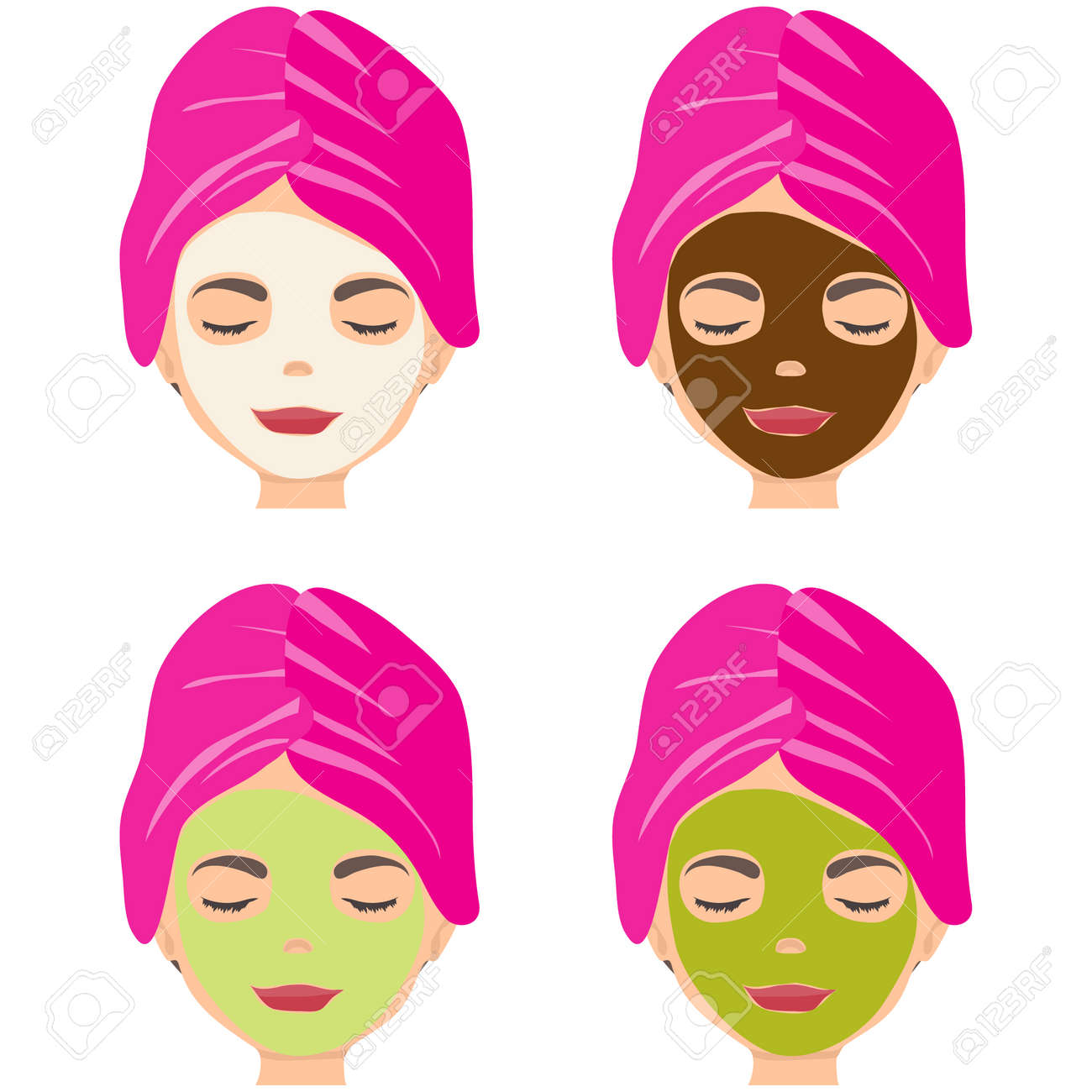 Rejuvenating face mask. The woman applied an anti-aging mask to her face. Vector illustration. Vector. - 167579089 Rejuvenating face mask. The woman applied an anti-aging mask to her face. Vector illustration. Vector. - 167579089