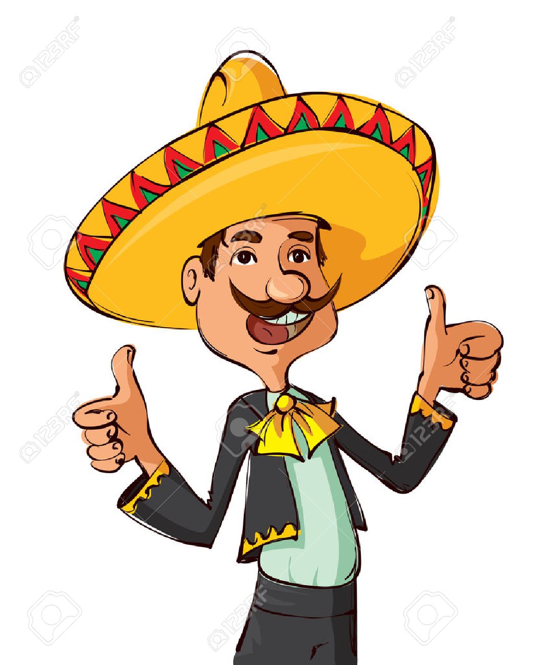 L Homme Mexicain Drole Avec Sombrero Et La Moustache Montrant Thumbs Up Clip Art Libres De Droits Vecteurs Et Illustration Image 42065199