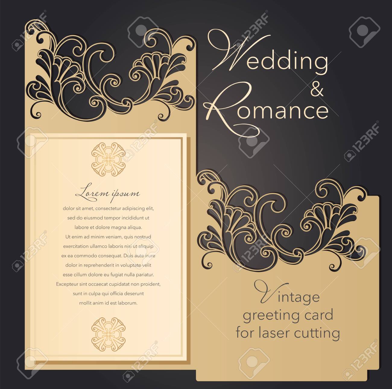 laser cut wedding invitation template with lace pattern in vintage vintage style wedding invitations