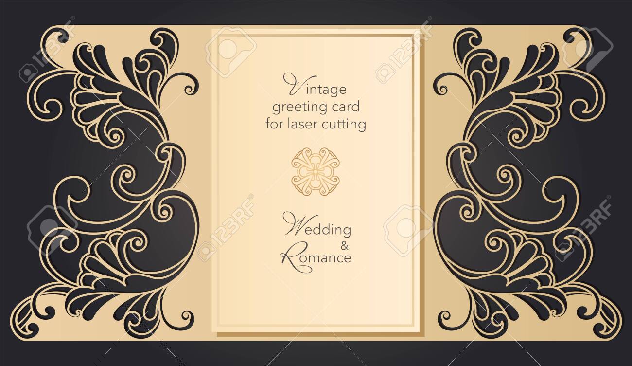 laser cut wedding invitation template with lace pattern in vintage vintage style wedding invitations