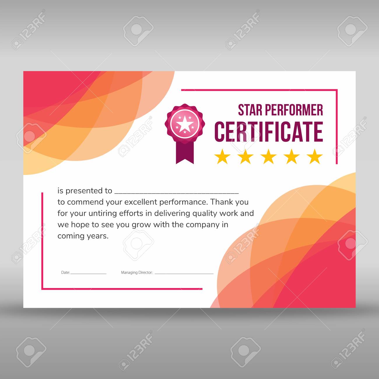 Creative Framed Print Ready Star Performer Certificate With Floral With Star Performer Certificate Templates