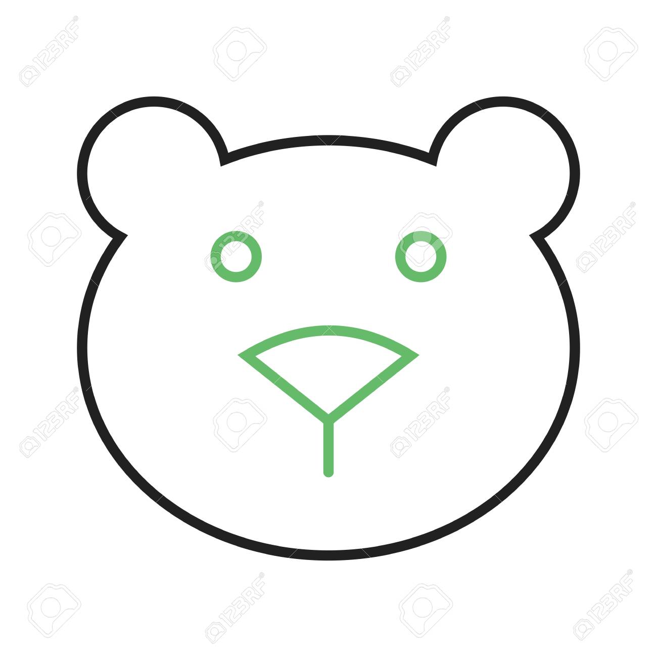 緑色の目と鼻を持つホッキョクグマの落書き のイラスト素材 ベクタ Image