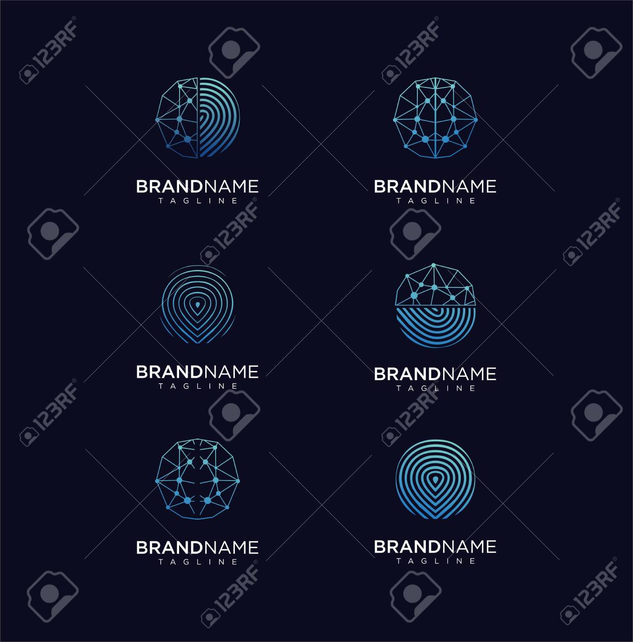 Set Of Circle Tech Logo Template Technology Logo Simple Tech Design Vector Creative Abstract Circle Round Flow Shape Modern Icon For Construction Technology Colecction Circle Tech Logo Royalty Free Cliparts Vectors And Stock